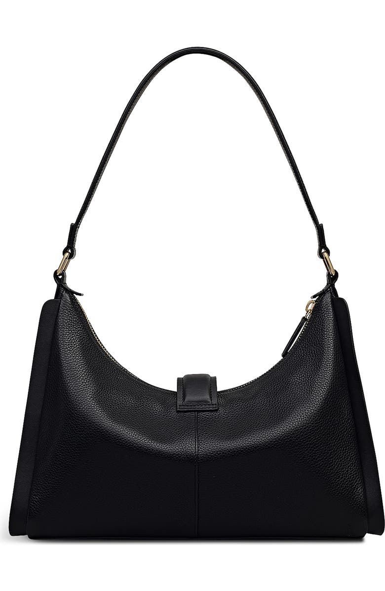 Radley Sloane Mews Pebbled Leather Shoulder Bag, Alternate, color, Black