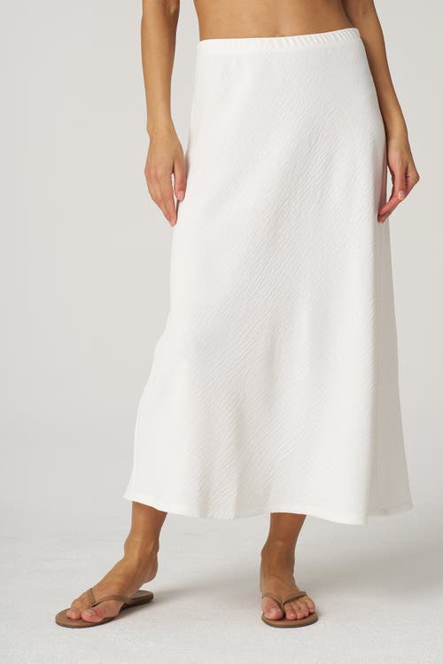 Franne Golde Textured Crepe Bias Midi Skirt