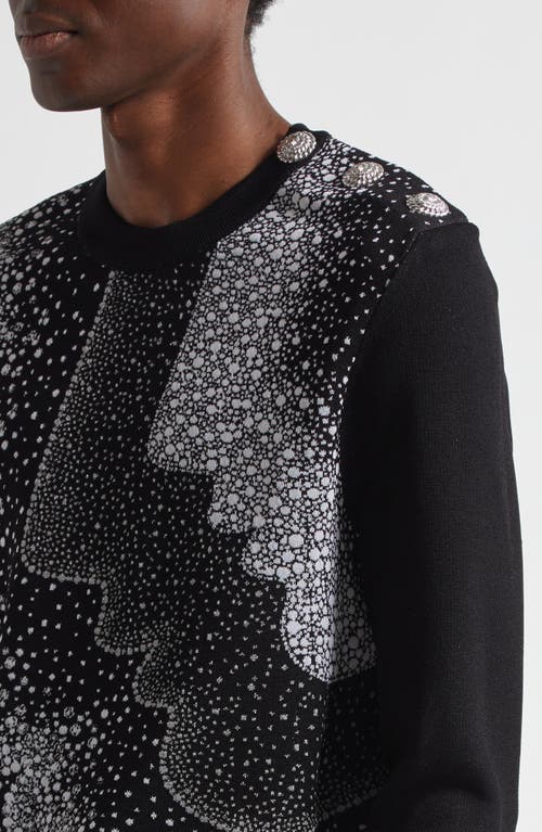Shop Balmain Faces Jacquard Knit Sweater In Black Multi