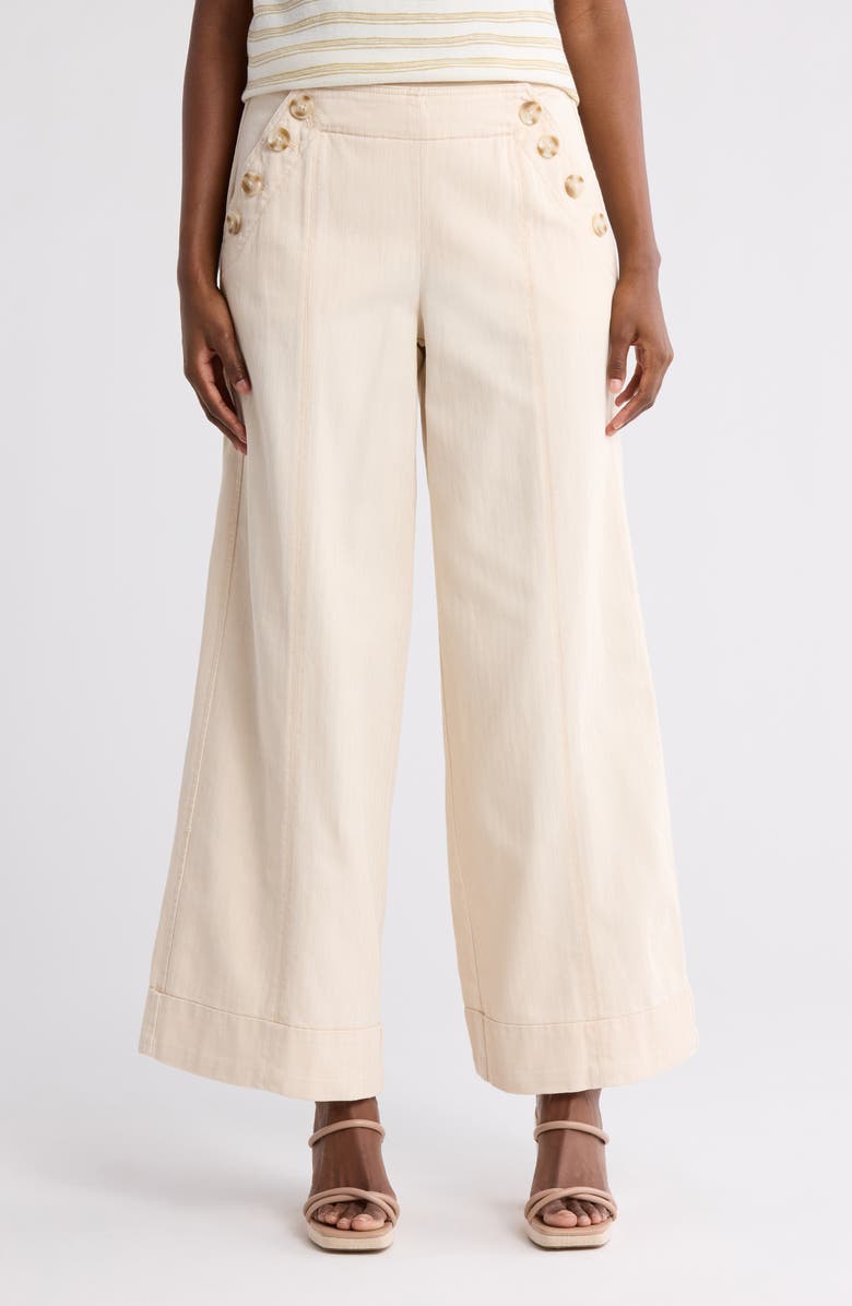 Herringbone Sailor Cotton Wide Leg Pants