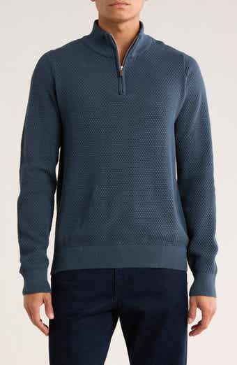 SOUL OF LONDON Textured Cotton Quarter Zip Sweater