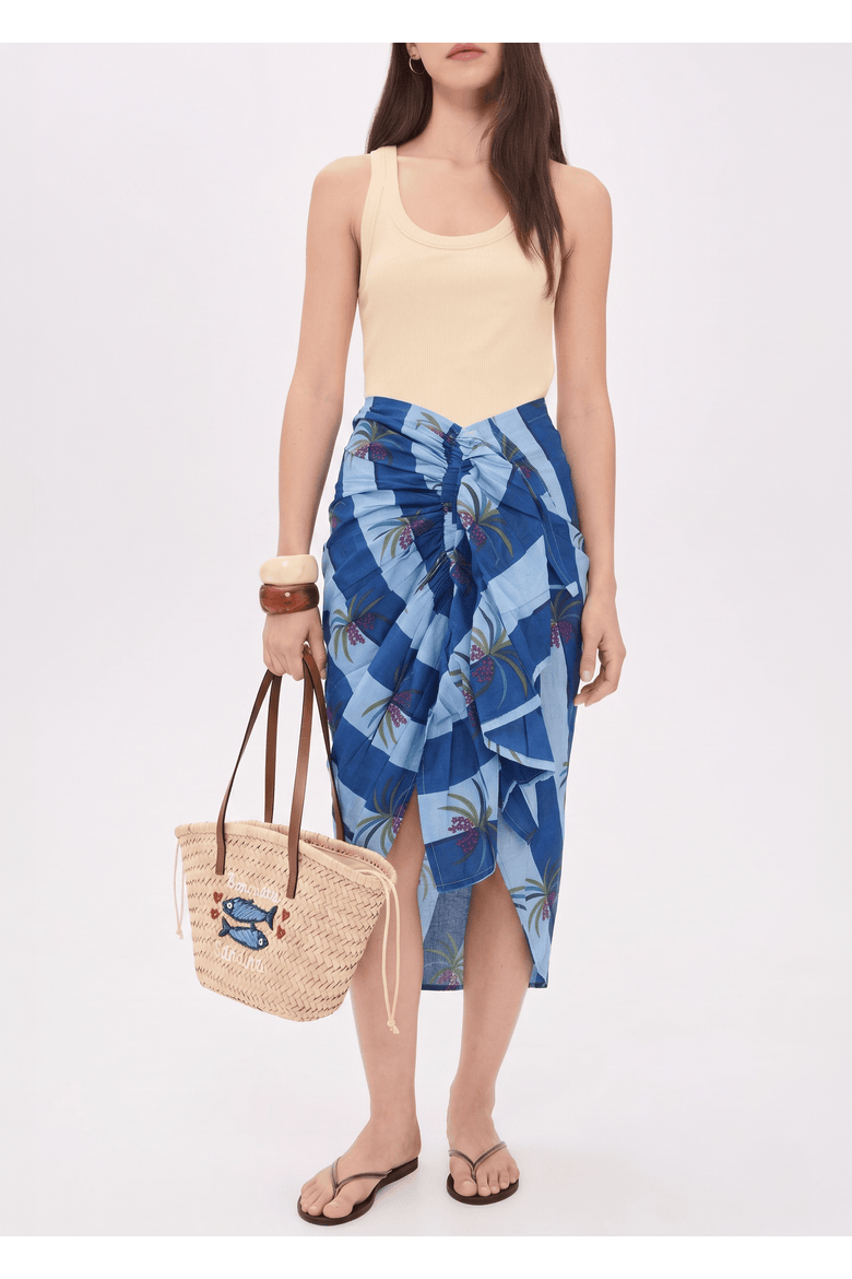 Luciana Palm Pareo Skirt, Main, color, Blue