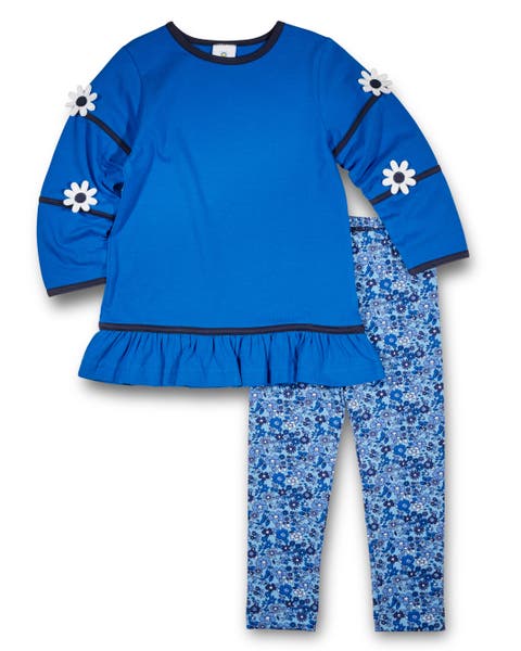 Knit Tunic With Flowers And Floral Leggings (Toddler, Little Kid, Big Kid)
