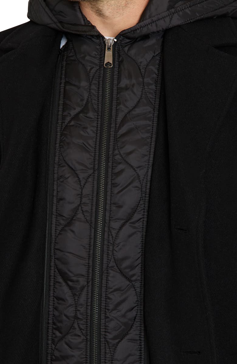 Sam Edelman Single Breasted Wool Blend Hooded Coat with Bib, Alternate, color, 