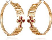 True Religion Logo Cross Hoop Earrings
