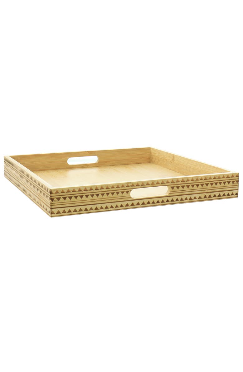 Gibson Home Sadler 15 Inch Wood Serving Tray with Built-in Handles, Main, color, Brown