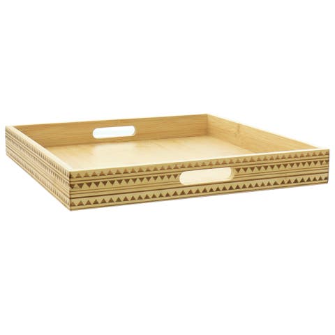 Sadler 15 Inch Wood Serving Tray with Built-in Handles