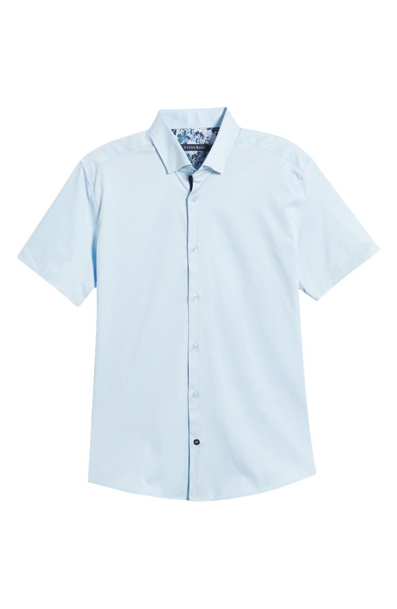 Stone Rose Solid Twill Short Sleeve Performance Button-Up Shirt, Alternate, color,