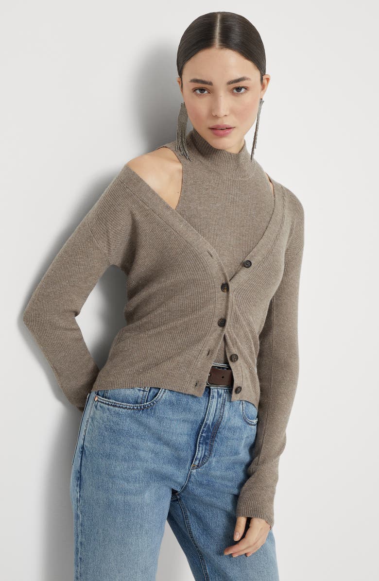 Brunello Cucinelli Cashmere cardigan, Alternate, color, Light Brown