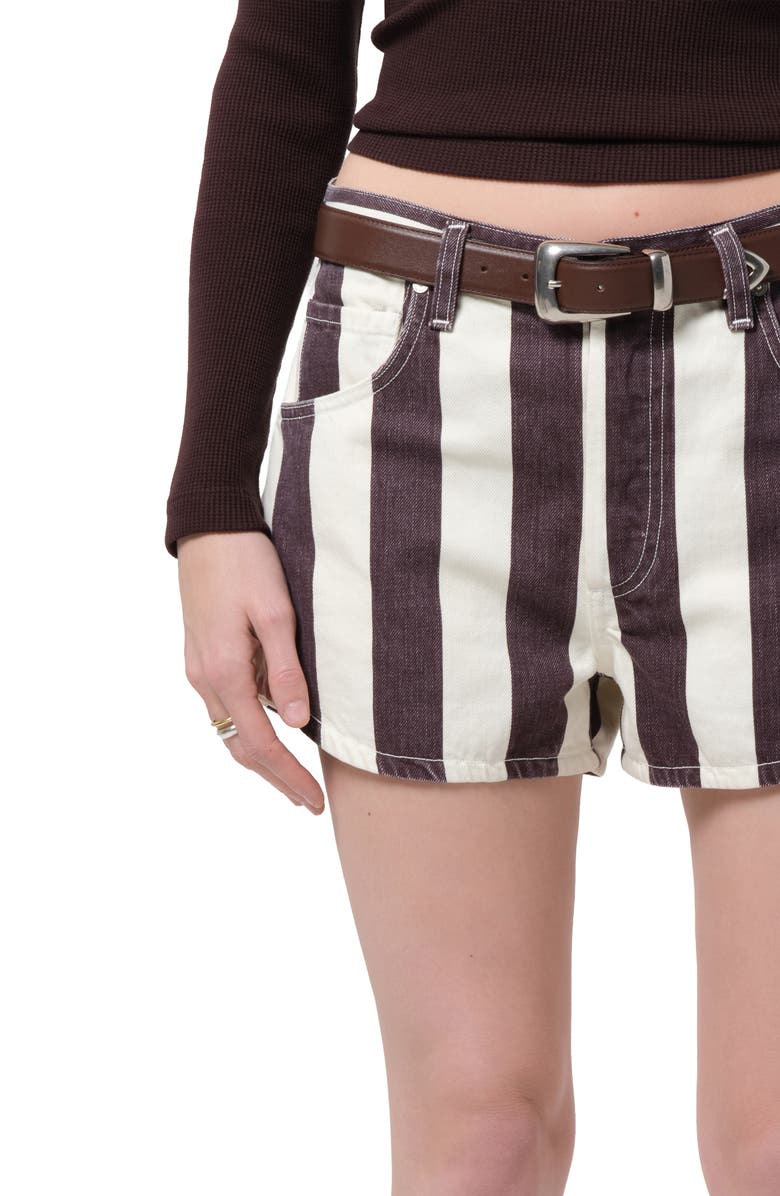 Citizens of Humanity Abita Awning Stripe Denim Shorts, Alternate, color, Awning Stripe Brown/ White