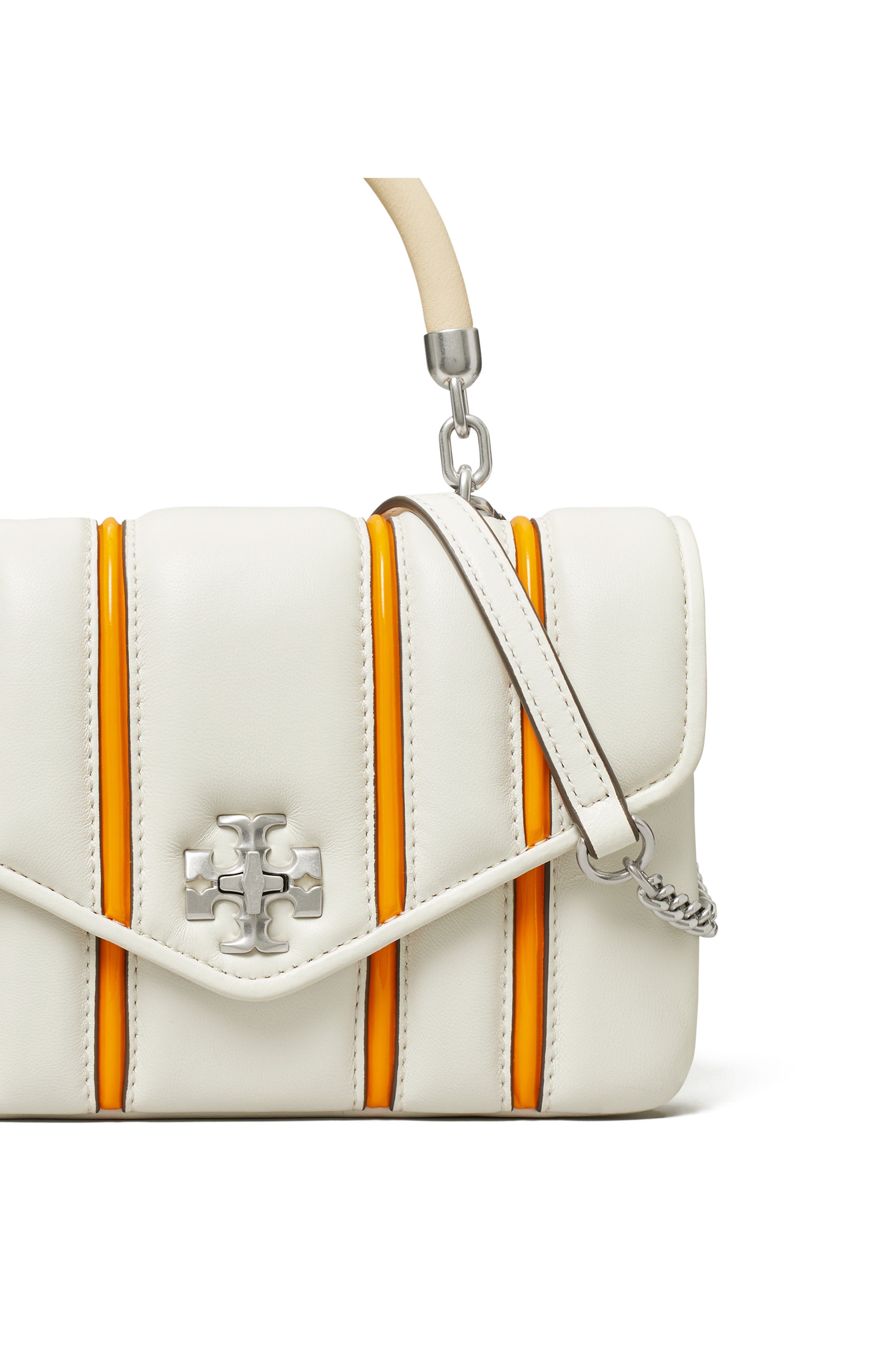 Tory Burch Mini Kira Bombé Stripe Top Handle Bag, Alternate, color, 