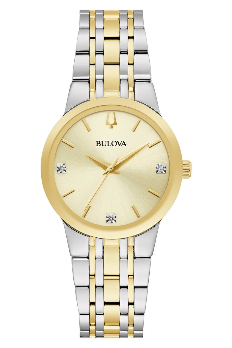 Two-Tone Diamond Bracelet Strap Watch, 36mm, Main, color, TWO TONE