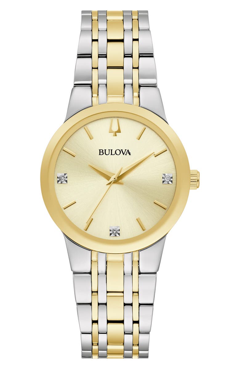 BULOVA Two-Tone Diamond Bracelet Strap Watch, 36mm, Main, color, Two Tone