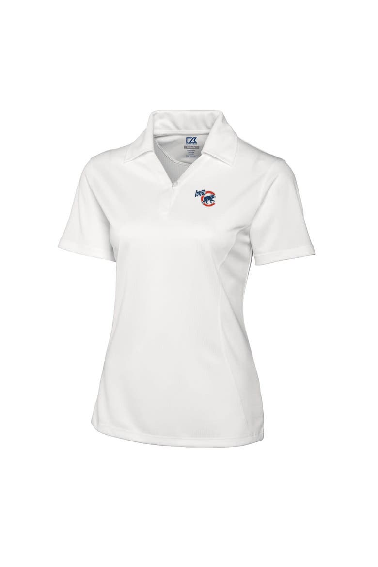 Women's Cutter & Buck  White Iowa Cubs CB DryTec Genre Textured Solid Polo, Alternate, color, White