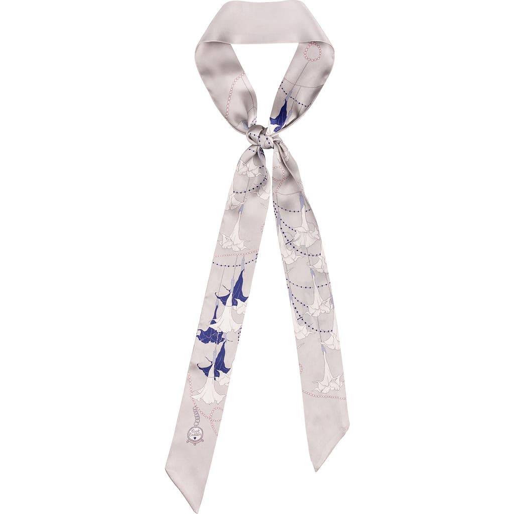 Lost Pattern Nyc "datura" Silk Skinny Scarf In Gray