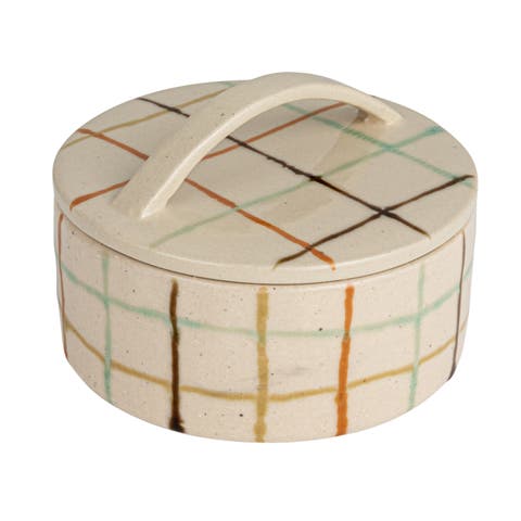 Mosaic Retreat Stoneware Dish with Lid, Multicolor