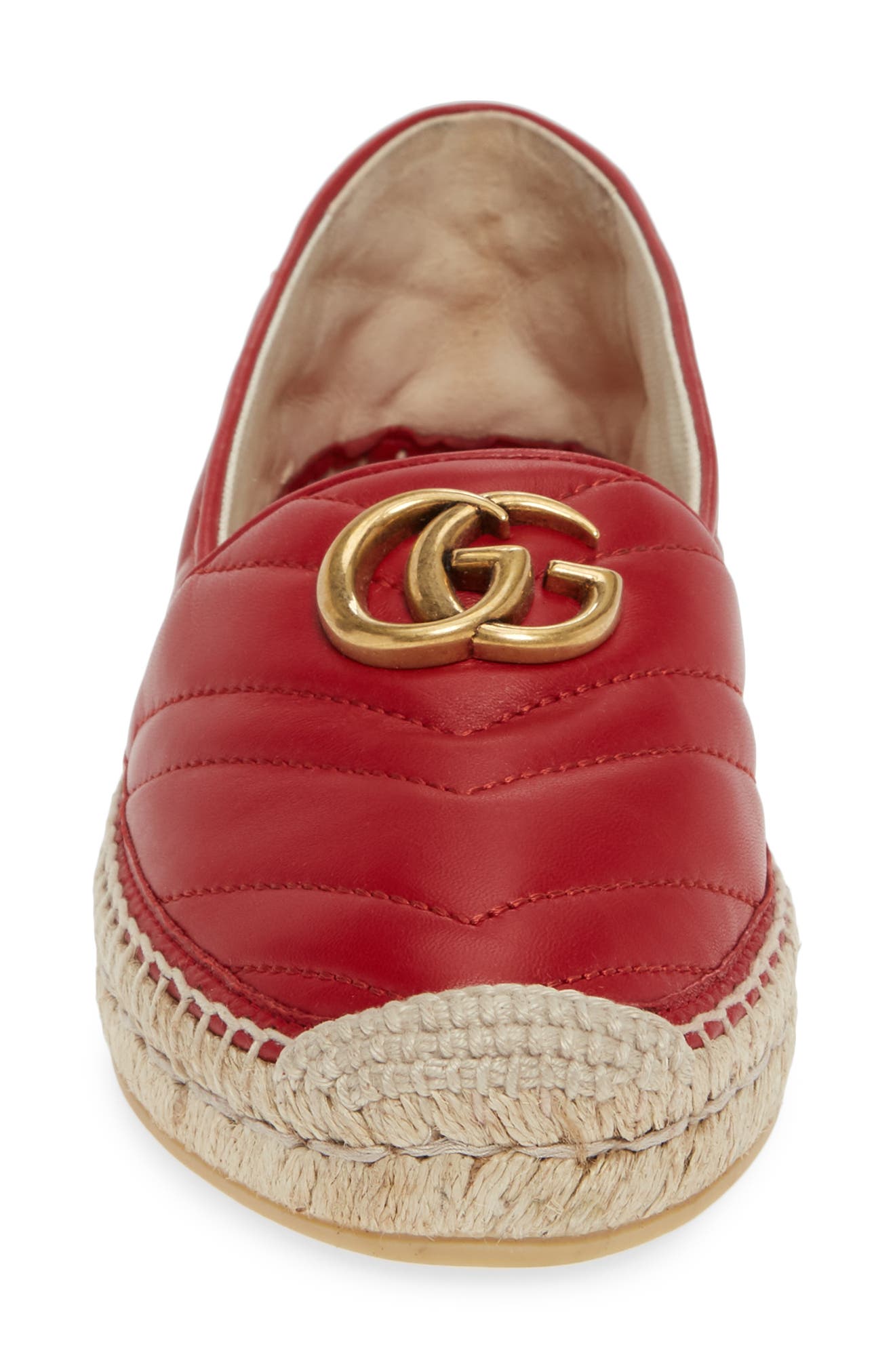 Gucci Pilar GG Matelassé Chevron Flat Espadrille, Alternate, color, 