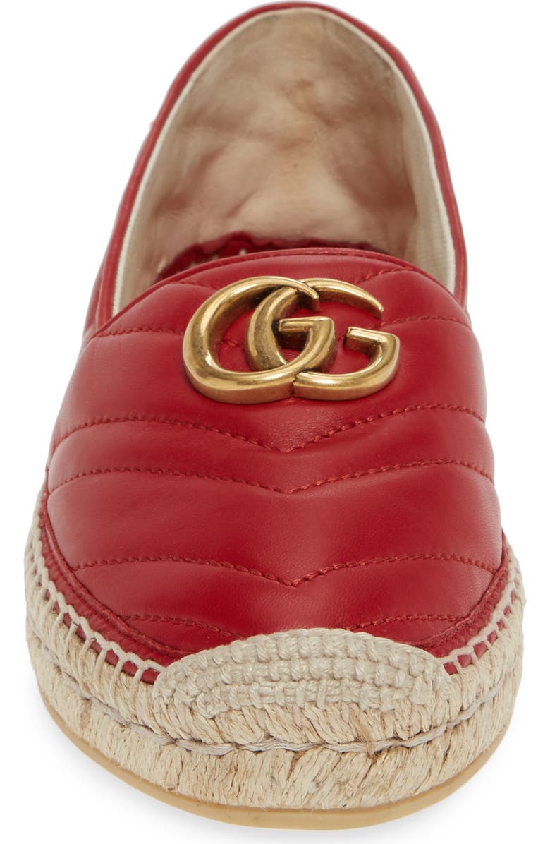 Gucci Pilar GG Matelassé Chevron Flat Espadrille, Alternate, color,
