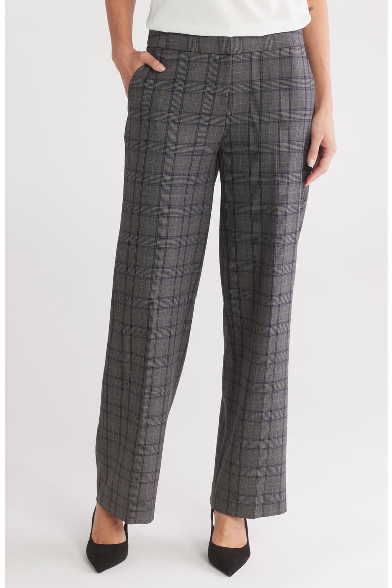 Plaid Wide Leg Pants, Main, color, GREY / NAVY