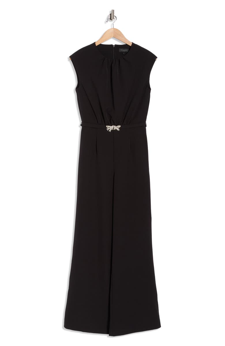 Ted Baker Anya Belted Jumpsuit, Main, color, Rich Black