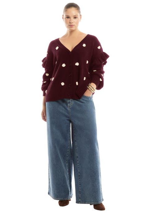 Ruffle-Sleeve Cardigan (Plus Available)