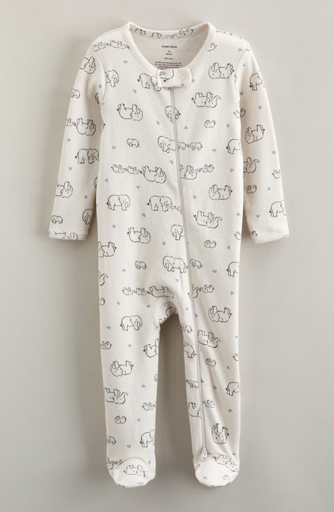 Print Zip Cotton Footie (Baby)