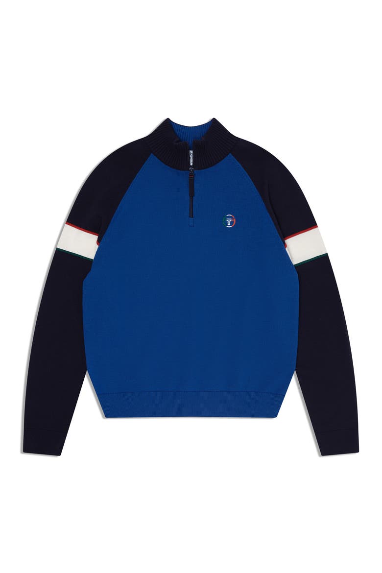 Tricolore Quater-Zip Sweater, Alternate, color, MARITIME BLUE