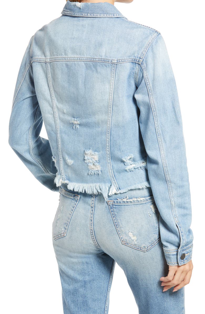 HIDDEN JEANS Frayed Hem Denim Jacket, Alternate, color, Light Wash