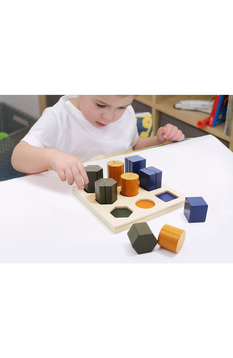 Leo & Friends One Two Three Shape Sorter, 3 Sets of 3-Shapes for Sorting, Alternate, color, Blue