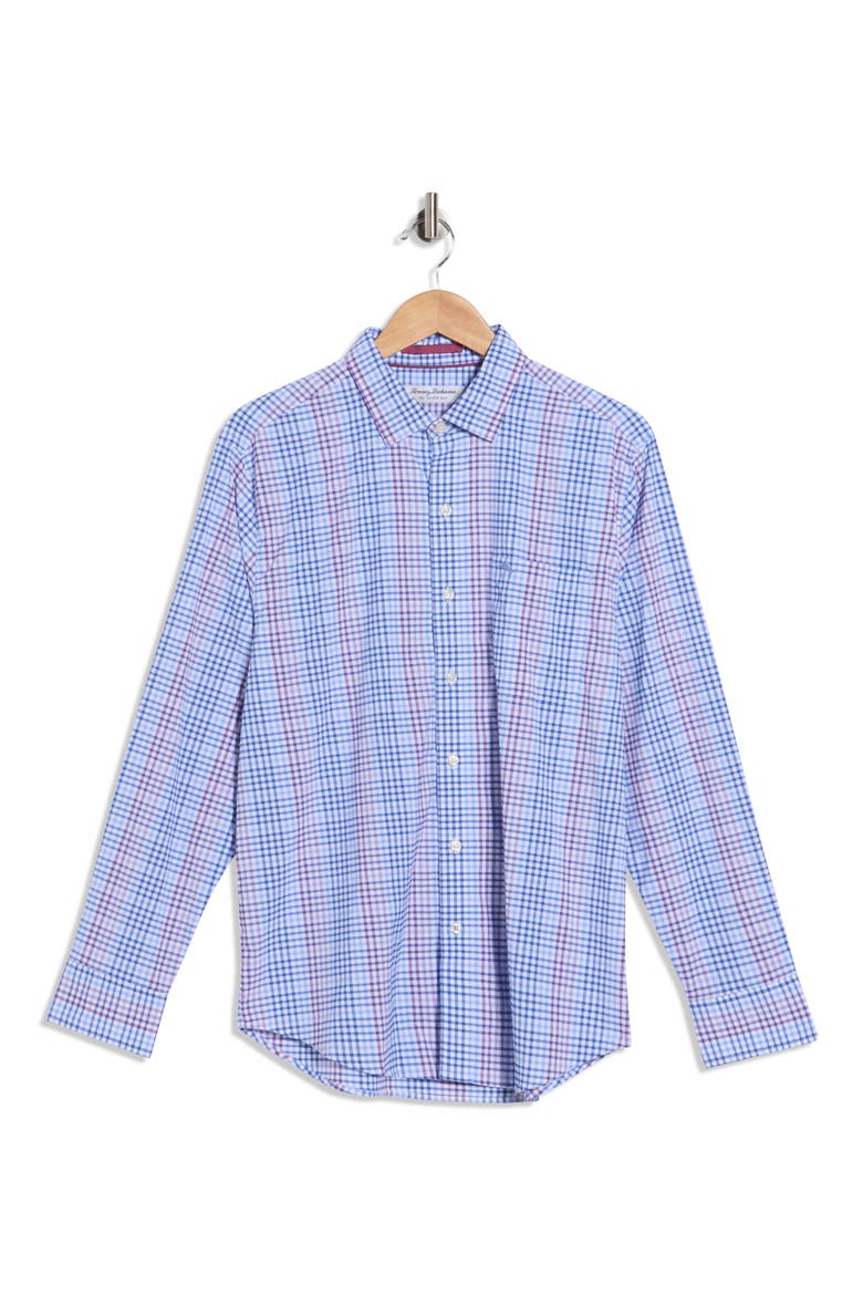 Siesta Key Sandbar Check Button-Up Shirt, Alternate, color, SUMMER PLUM