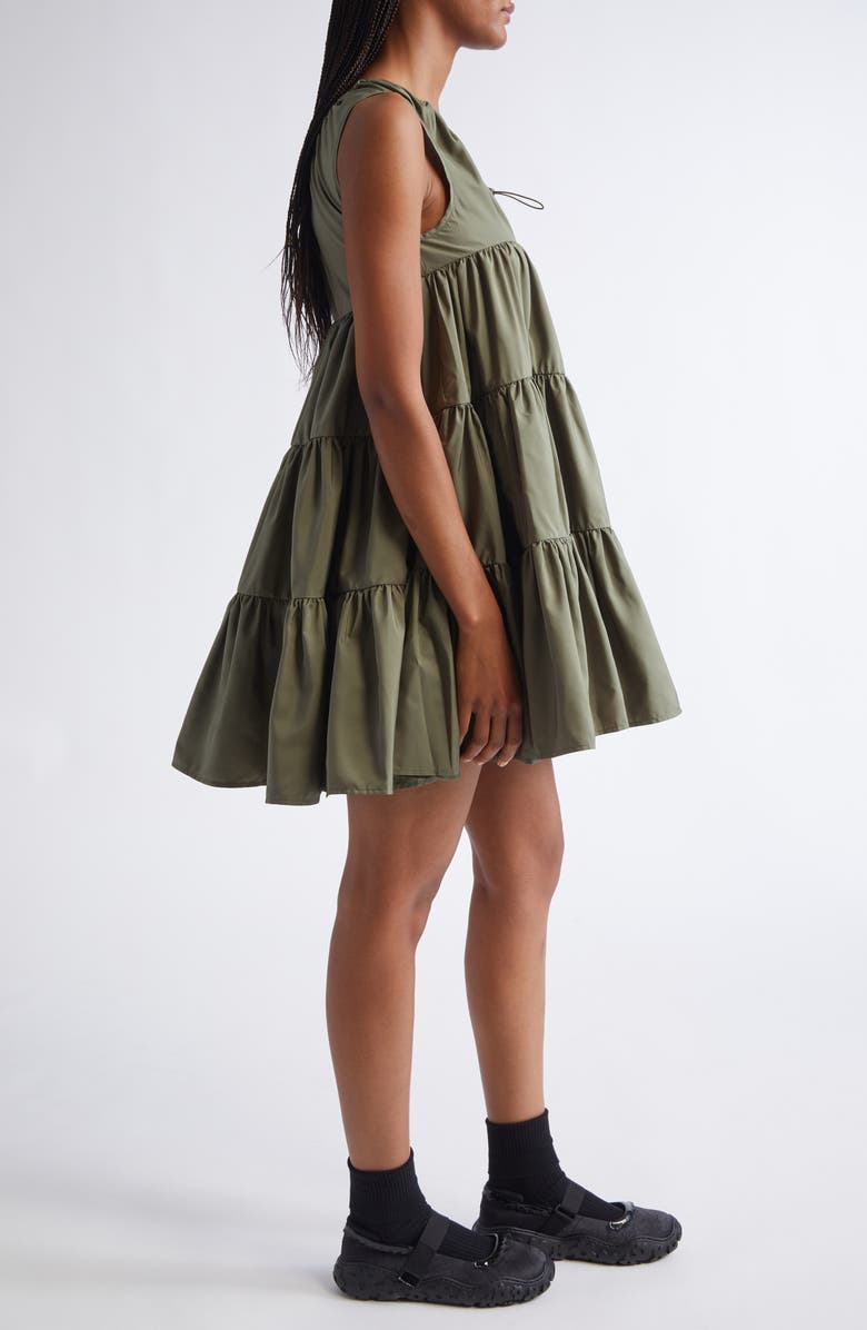 Cecilie Bahnsen Aino Tiered Recycled Faille Minidress, Alternate, color, Olive