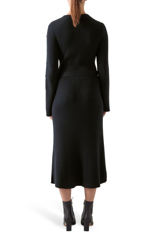 Lk Bennett Mirren Long Sleeve Rib Organic Cotton Maxi Dress In Black