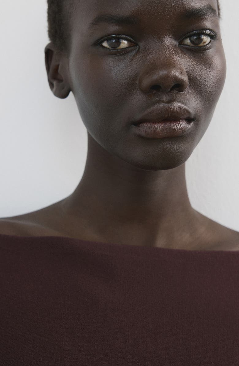 MANGO Cape Sleeve Crop Top, Alternate, color, Wine