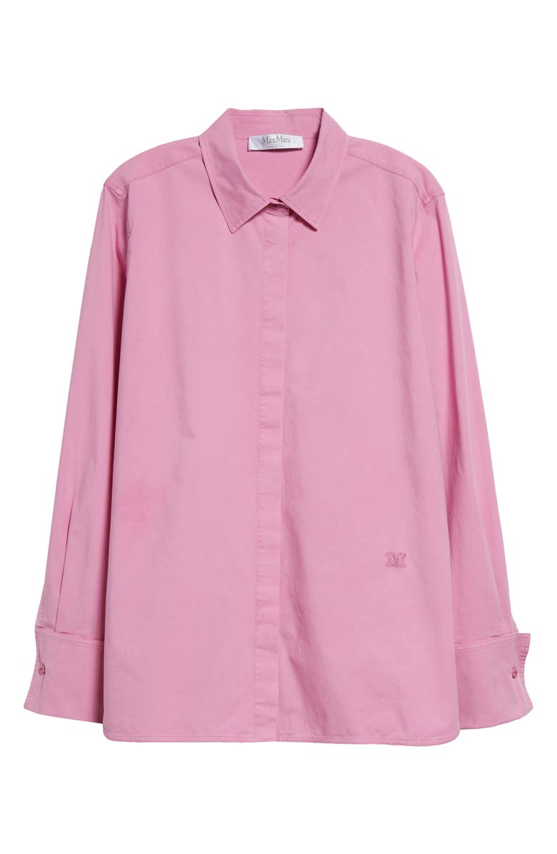 Max Mara Francia Cotton Stretch Poplin Button-Up Shirt, Main, color, 