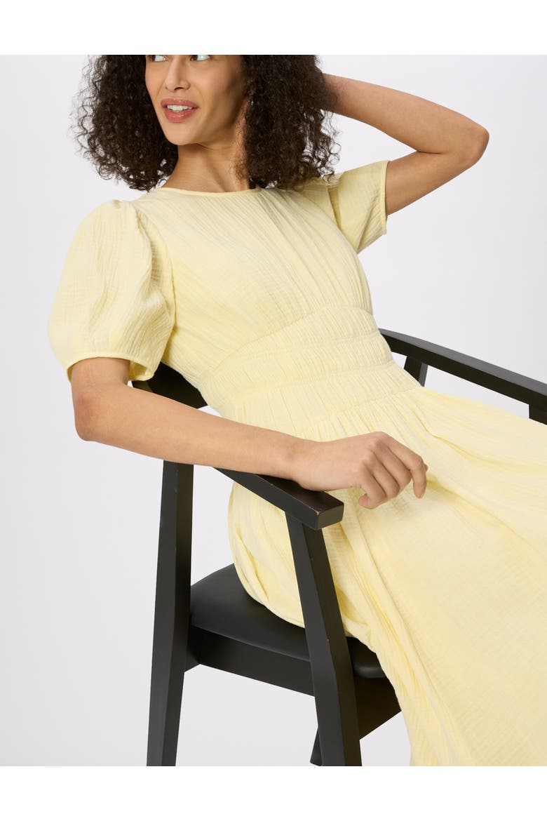 Gathered Textured Midi Dress, Alternate, color, Butter