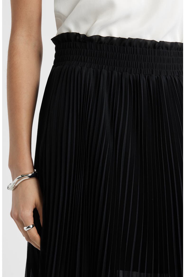 Pleated Semi Sheer Chiffon Midi Skirt, Alternate, color, BLACK