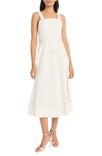 Maggy London Plus Size Cotton Midi Dress In White