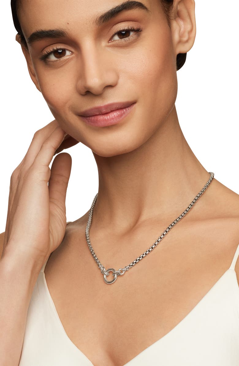 David Yurman Smooth Amulet Vehicle Box Chain Necklace in Sterling Silver, 3.6mm, Alternate, color, Silver