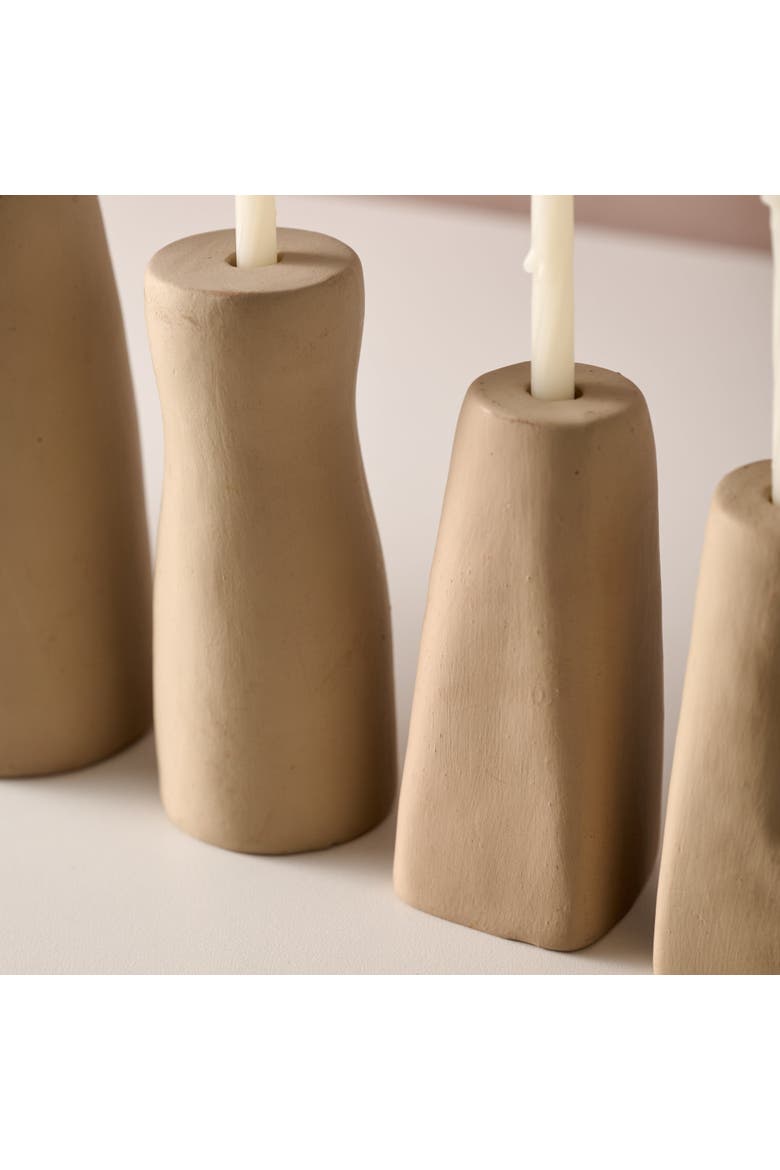 Prakasa Modern Terracotta Menorah, Alternate, color, Sand
