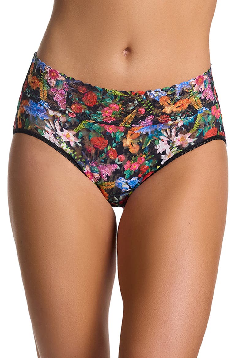 Print Signature Lace French Briefs, Main, color, HYPNOTIC BLACK