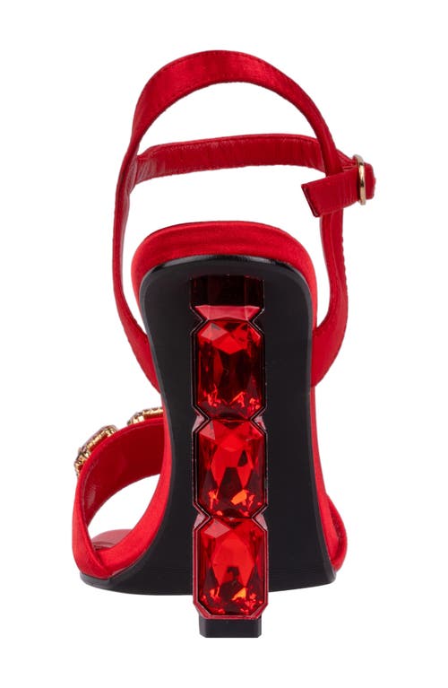 Lady Couture Rhinestone Ankle Strap Sandal In Red