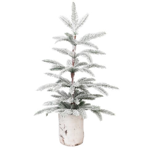 Heavily Flocked Potted Artificial Christmas Sprucetree - 24" - Unlit