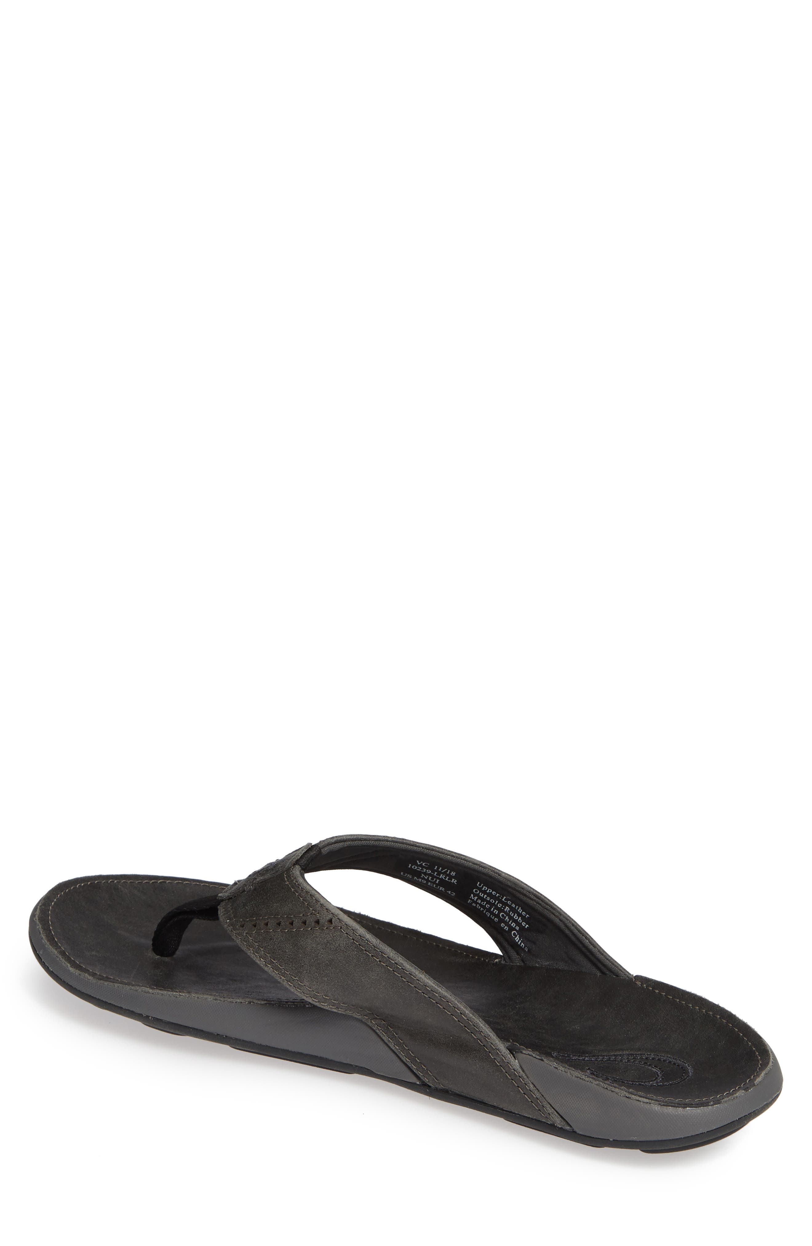 'Nui' Leather Flip Flop, Alternate, color, LAVA ROCK LEATHER