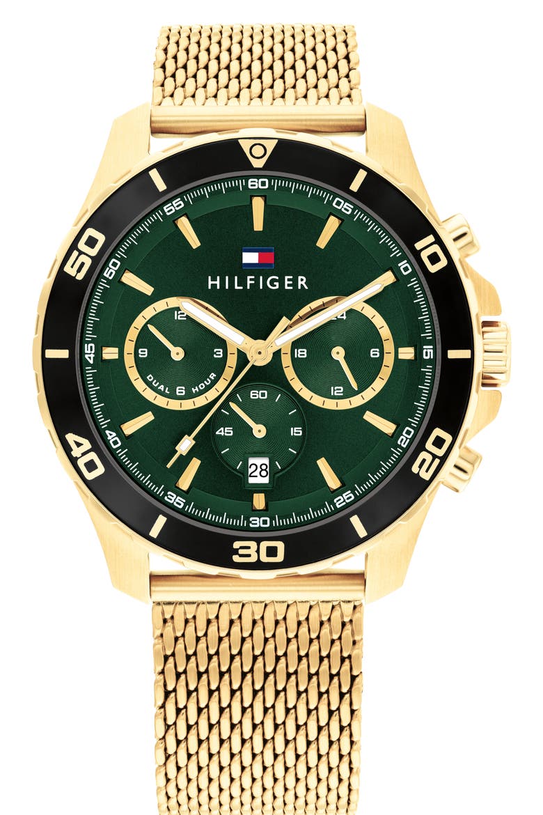 Jordan Multifunction Mesh Strap Watch, Main, color, GREEN