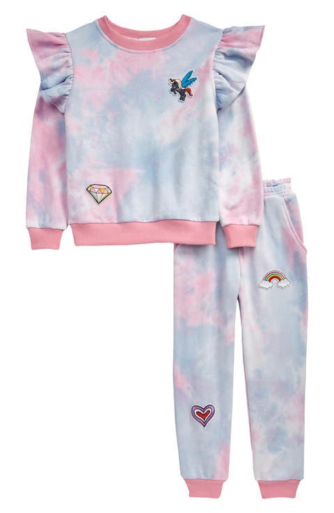 Tie Dye Ruffle Patch Jogger Set