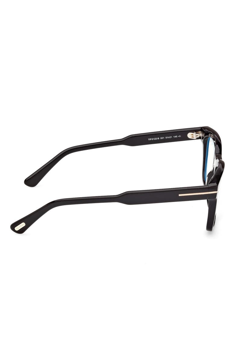 TOM FORD 51mm Square Optical Glasses, Alternate, color, Shiny Black / T Logo