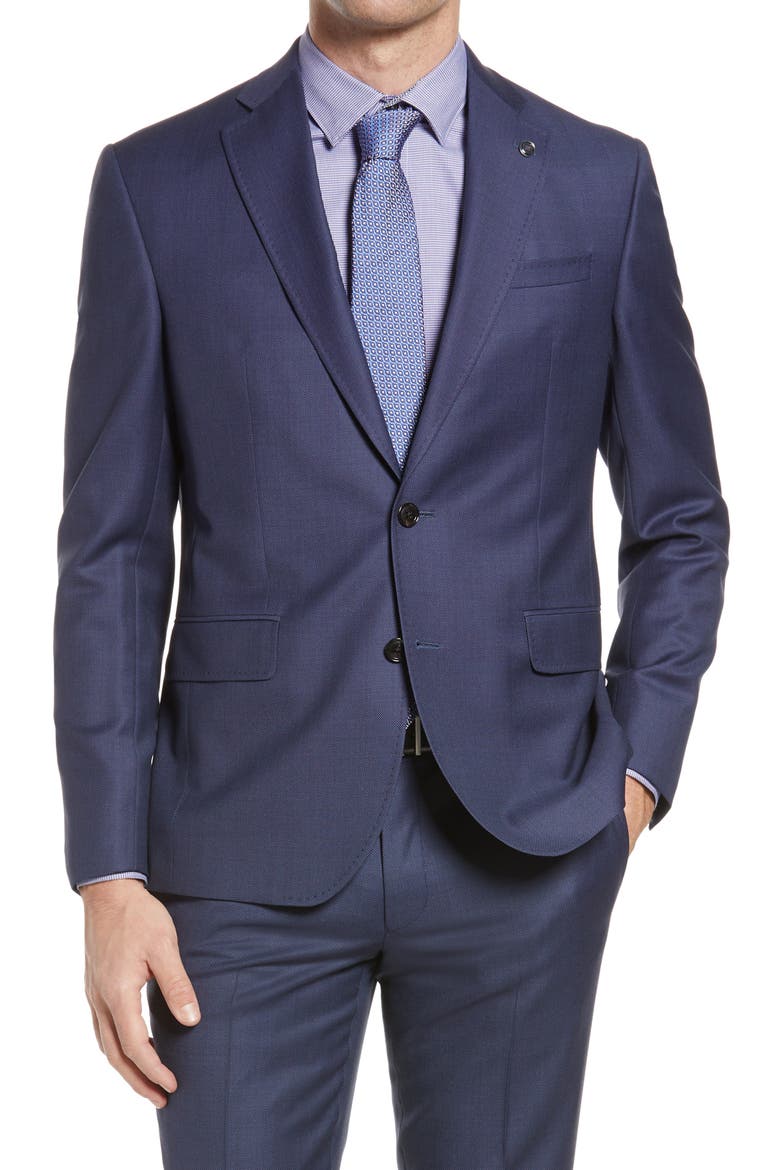 Roger Slim Fit Solid Wool Suit, Alternate, color, NAVY