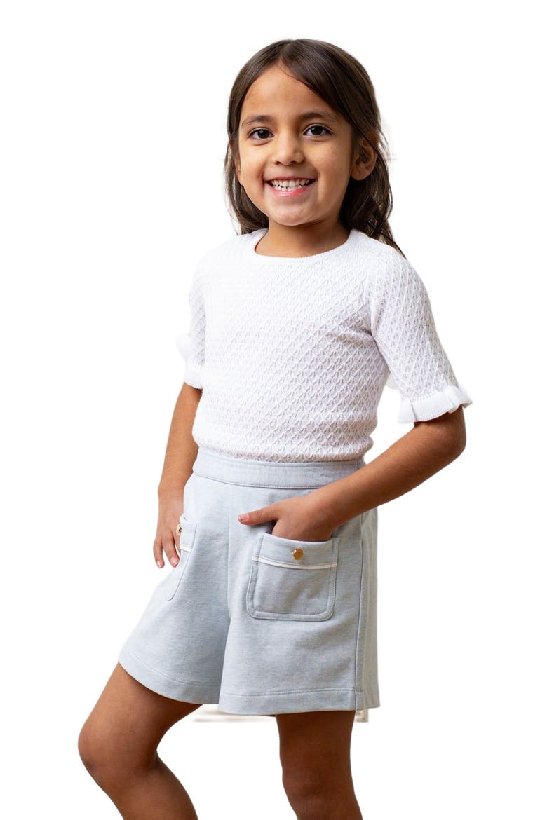 Girls' Organic French Terry Pull-On Short, Toddler, Main, color, Light Blue Heather
