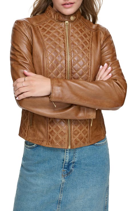 Quilted Panel Leather Jacket