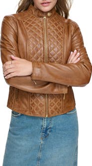 Andrew Marc Quilted Panel Leather Jacket